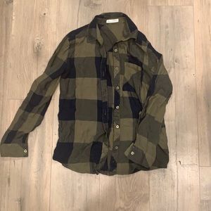 Flowy green and black flannel top